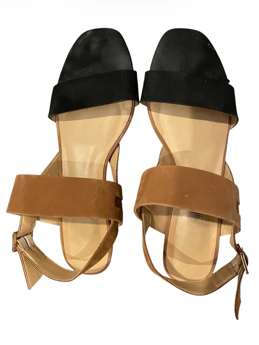 Women's Two-Tone Black and Brown Slingback Sandals